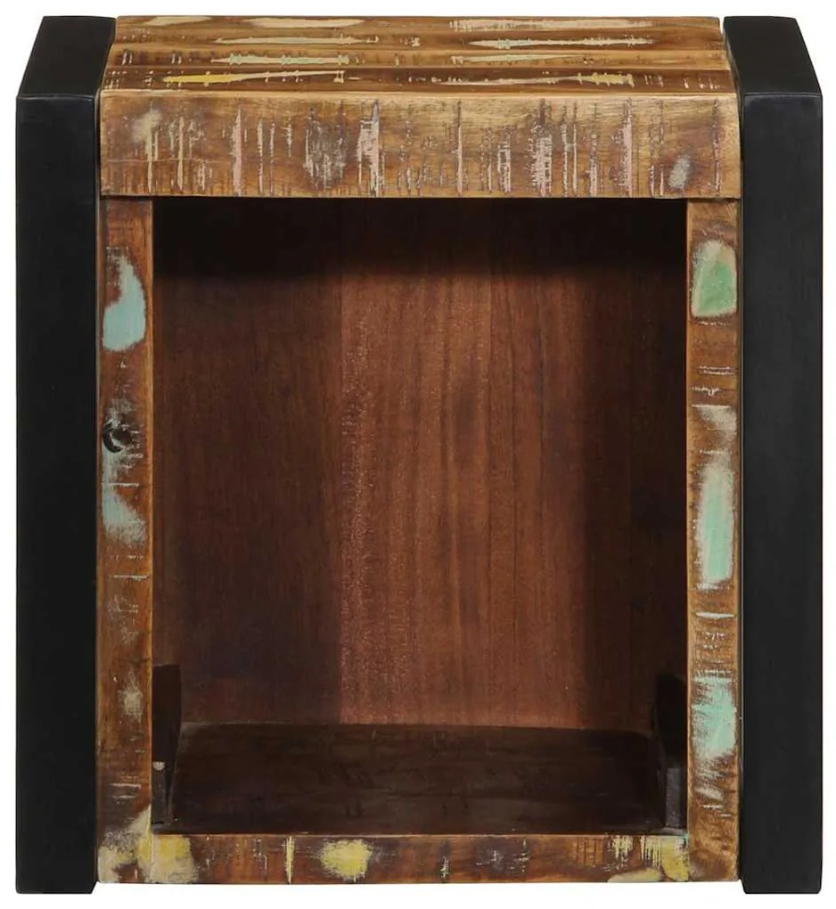 Mesa de cabeceira multicor 40x35x40cm madeira maciça recuperada