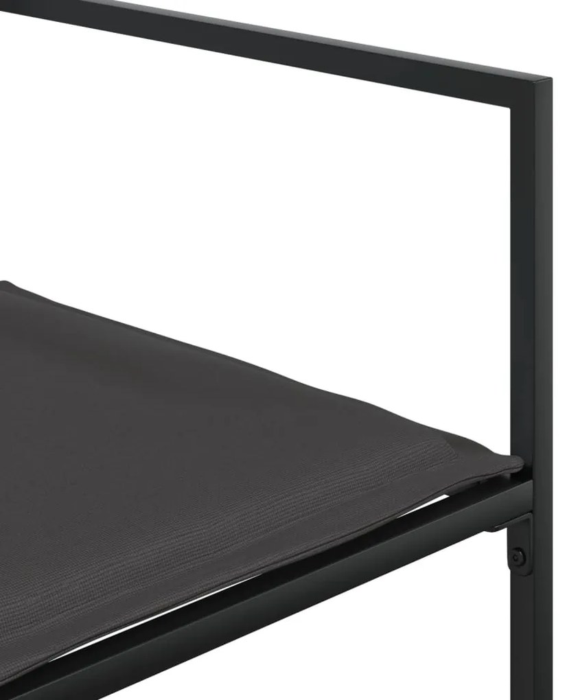 17 pcs conj. de jantar p/ jardim c/ almofadões textilene preto