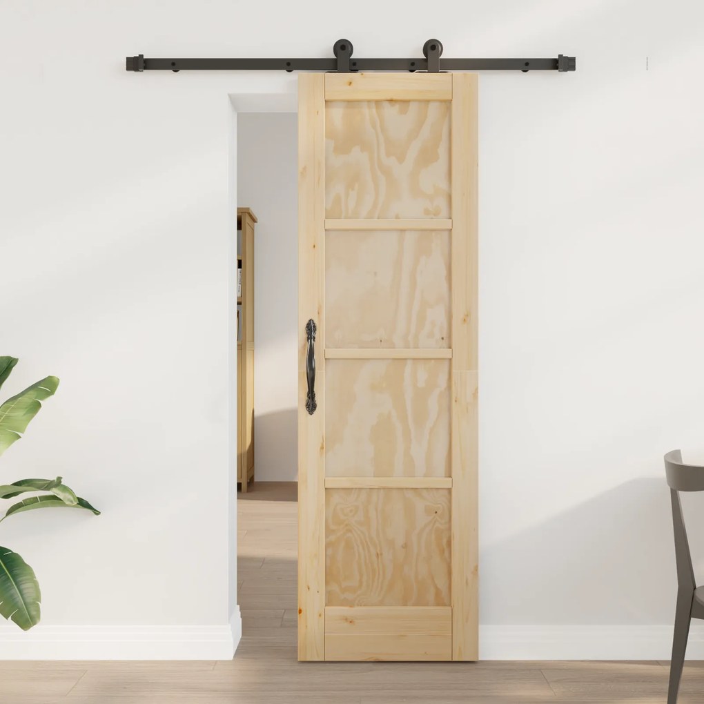 Porta Deslizante vidaXL com Conjunto de Hardware 'ORKDAL'Madeira Sólida de Pinheiro