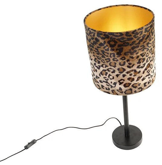 Candeeiro de mesa moderno preto com sombra leopardo 25 cm - Simplo Moderno