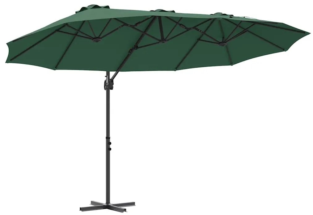 Guarda-sol cantilever de jardim Verde 372 x 198 x 253 cm
