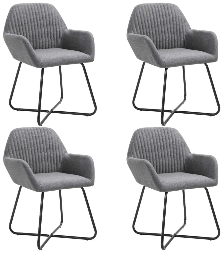 Cadeiras de jantar 4 pcs tecido cinzento-escuro