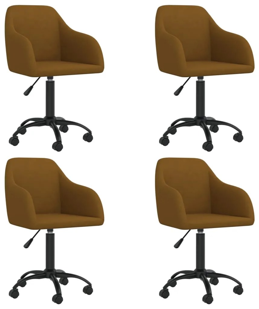 vidaXL Cadeiras de jantar giratórias 4 pcs veludo castanho