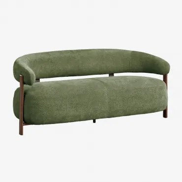Sofá De 2 Lugares Em Tecido Chenille E Ferro Jolie Castanho Madeira Escura & Chenille Verde Sálvia - Sklum