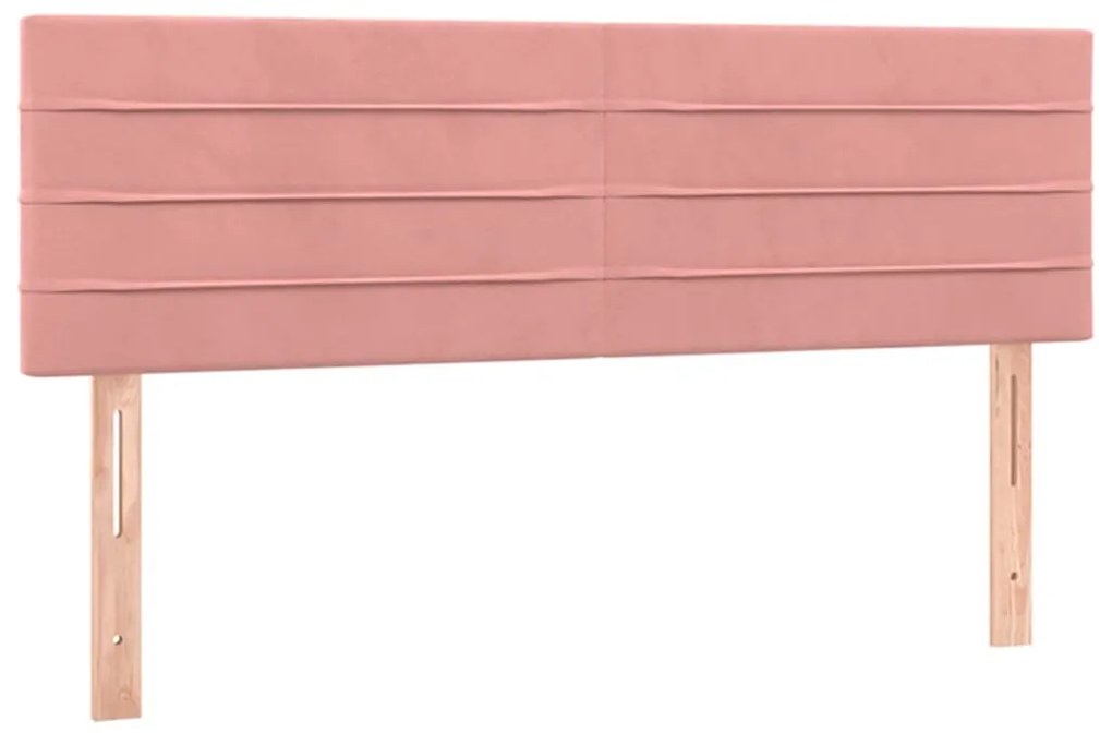 Cabeceira de cama c/ luzes LED veludo 144x5x78/88 cm rosa