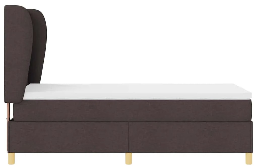 Cama Box Spring vidaXL com Colchão Marrom Escuro 100x200 cm Tecido