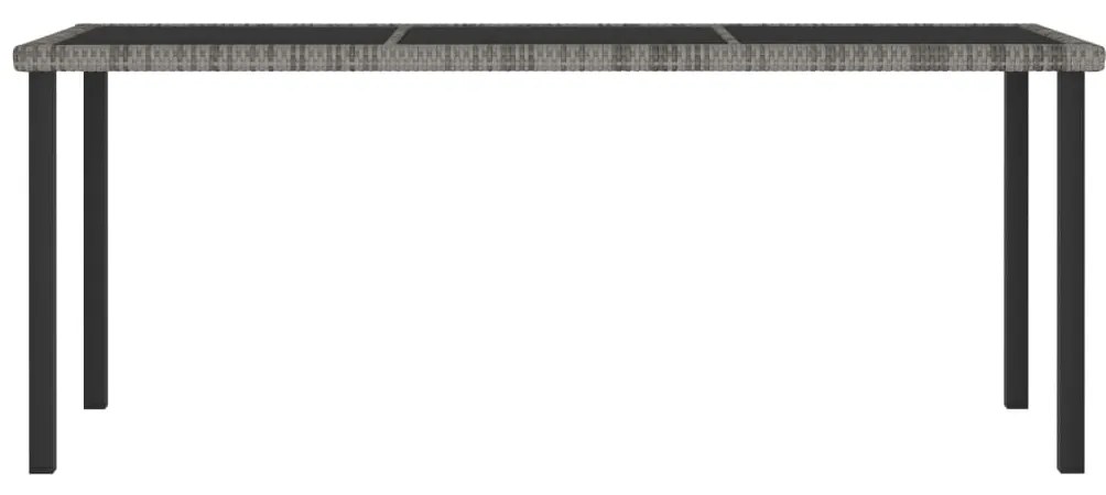 9 pcs conjunto de jantar para jardim vime PE cinzento