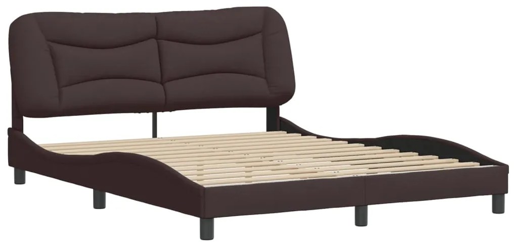 Estrutura de cama sem colchão 160x200 cm tecido castanho-escuro