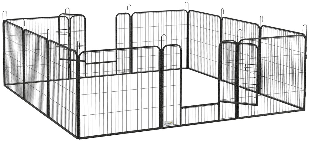 Pawhut Parque para Cães Modular em Aço Epóxi com Porta Trancável para Cães Pequenos Interior e Exterior 80x80 cm Cinza | Aosom Portugal