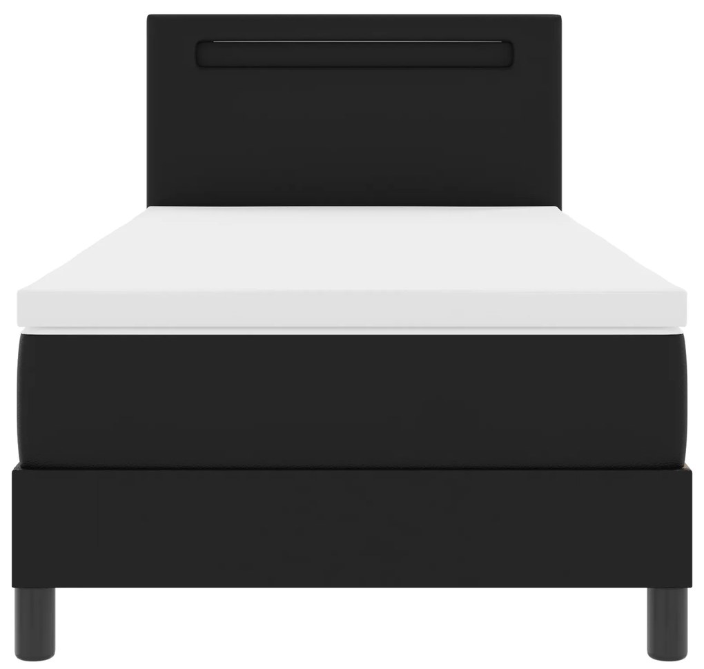 Cama Box vidaXL com Colchão Preta 90x200 cm de Couro Sintético, Cabece
