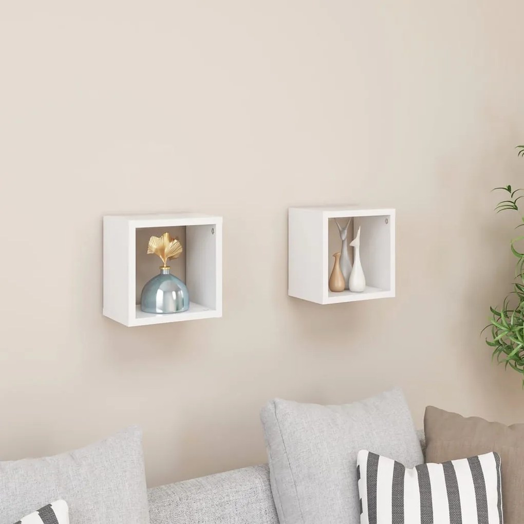 vidaXL Prateleiras de parede em forma de cubo 2 pcs 22x15x22 cm branco