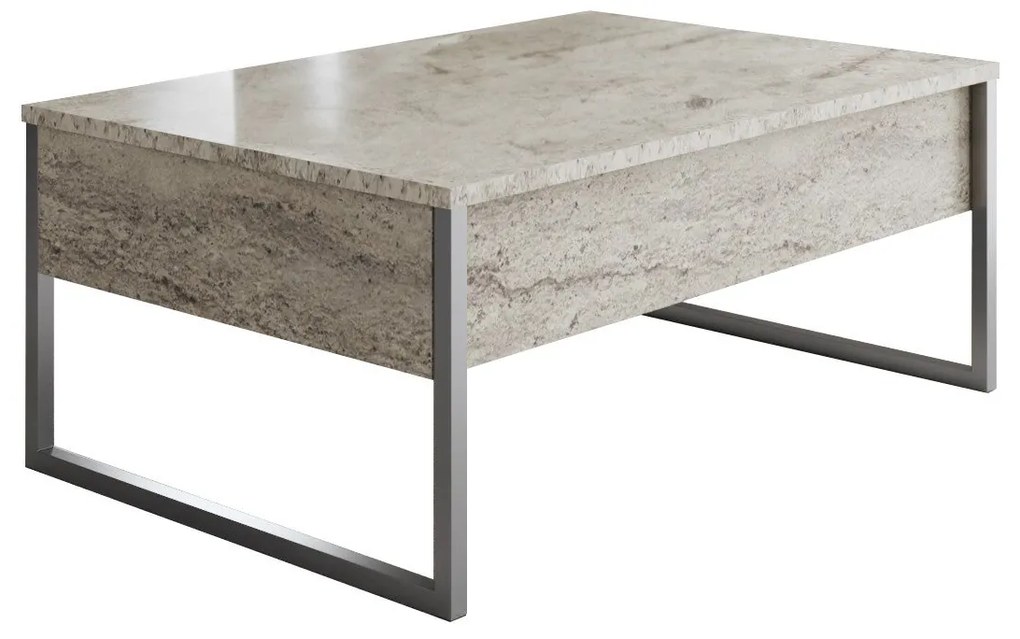 Mesa de Centro Luxe – Travertino Prateado – 90x60x40 cm