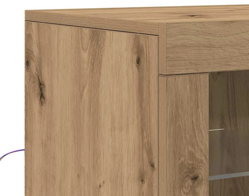 Sideboard vidaXL com luzes LED Carvalho Artesanal 60,5x37x100 cm