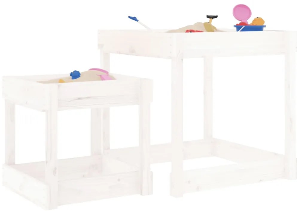 Mesas de areia 2 pcs madeira de pinho maciça branco