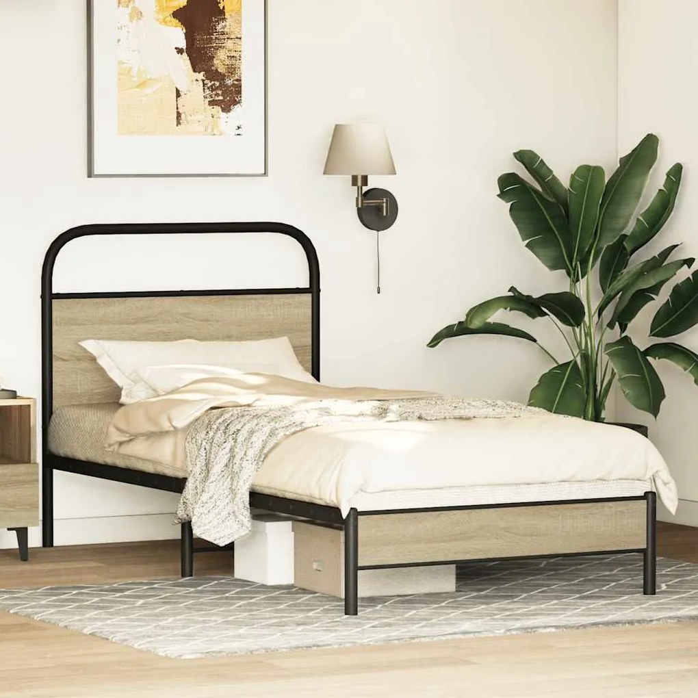 Estrutura cama s/ colchão derivados de madeira carvalho sonoma
