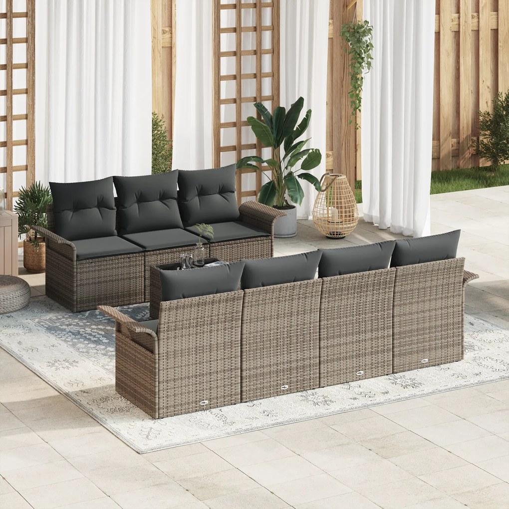 Conjunto de Sofá de Jardim Conjunto de 4 Cinza Rattan Grande
