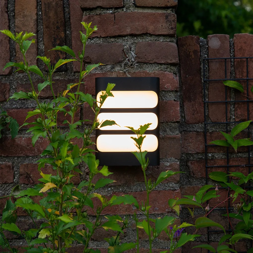 Candeeiro de parede moderno preto com LED IP44 - Gaev