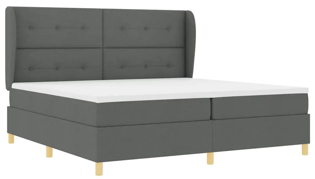 Cama Box Spring vidaXL com Colchão Cinza Escuro 200x200 cm em Tecido