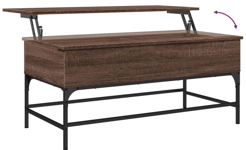 Mesa centro 100x50x45cm deriv. madeira/metal carvalho castanho