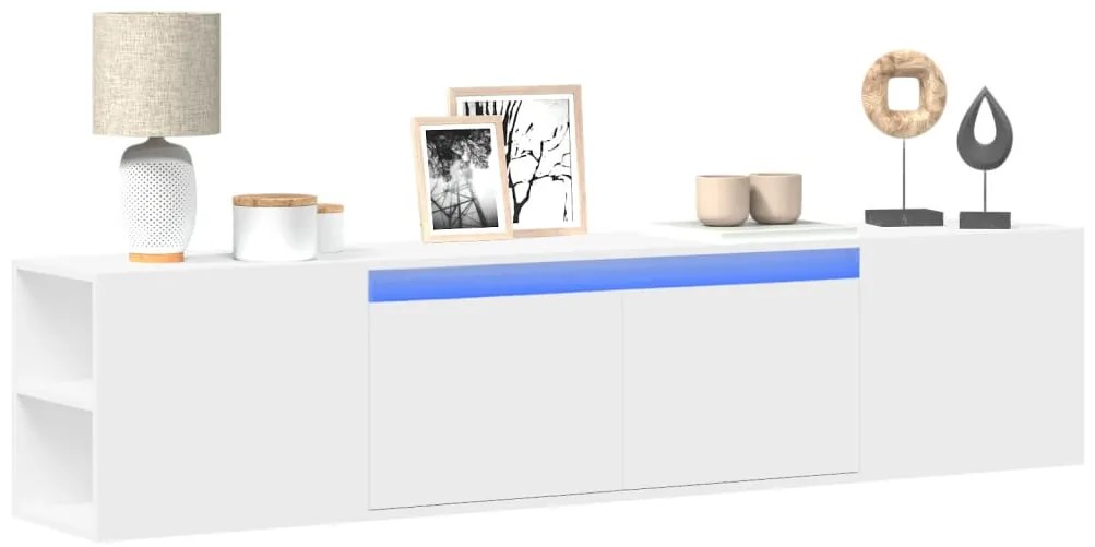 vidaXL Móvel de parede para TV com luzes LED 180x31x39,5 cm branco