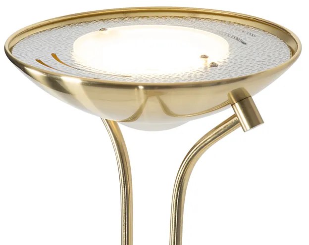 Candeeiro de pé moderno em latão com candeeiro de leitura incl. LED Dim to Warm - Diva