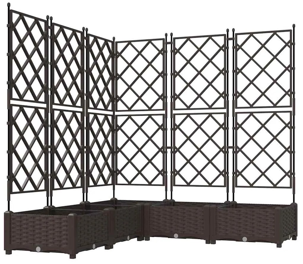 Jardineira vidaXL com treliça 5 pcs Marrom 120x120x125,5 cm