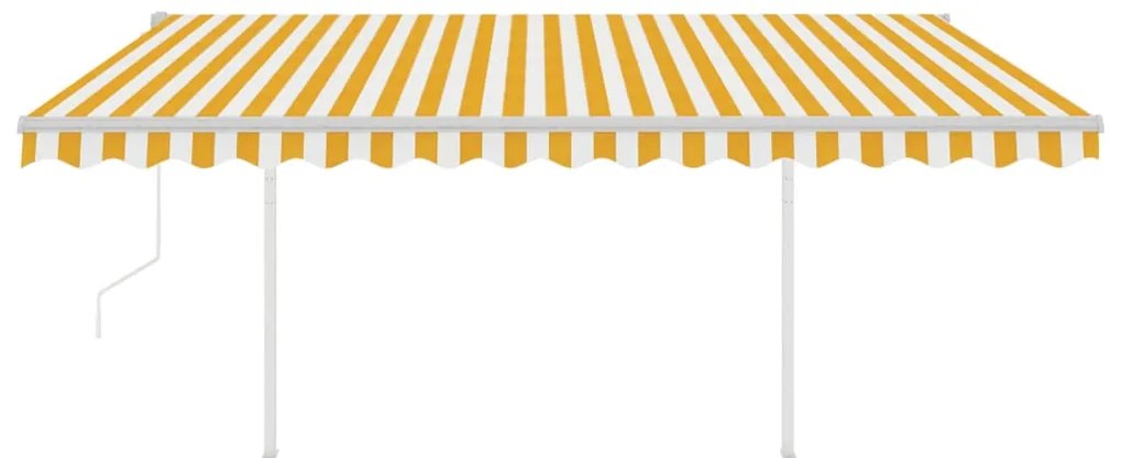 Toldo autom. LED e sensor de vento 4,5x3 m amarelo e branco