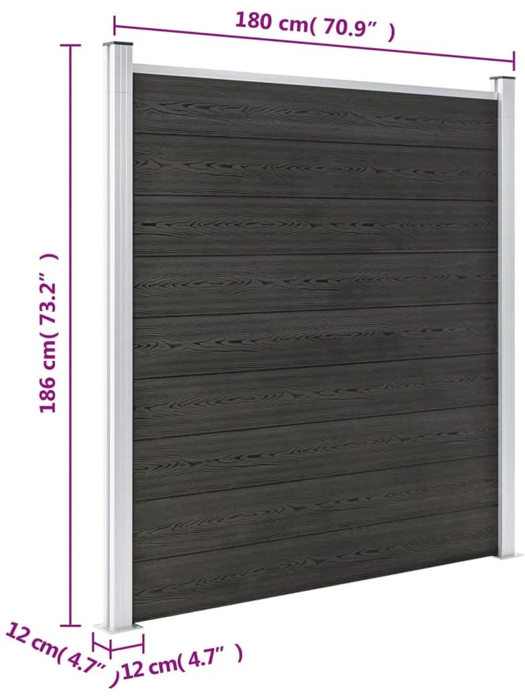 Painel de vedação para jardim WPC 180x186 cm cinzento