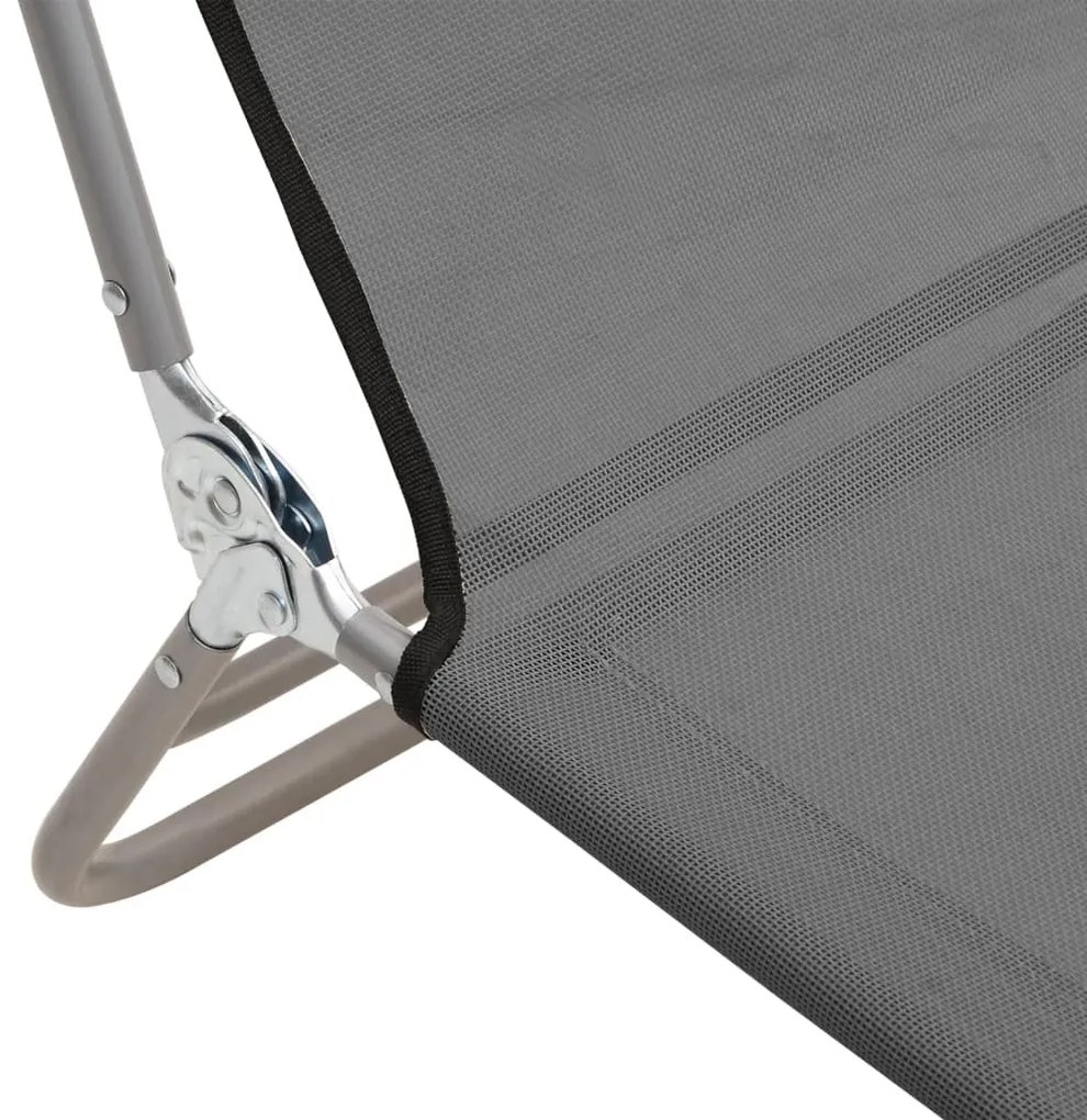 Espreguiçadeiras dobráveis 2 pcs textilene e aço cinzento