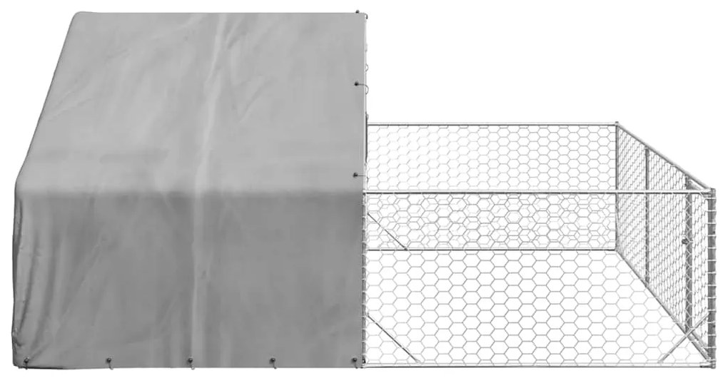 Canil exterior para cães com corredor 4x3x1,9 m aço galvanizado