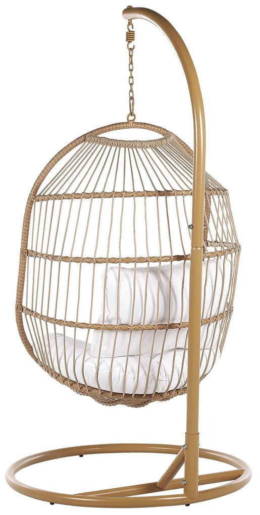 Cadeira suspensa em rattan creme com suporte ALBA Beliani