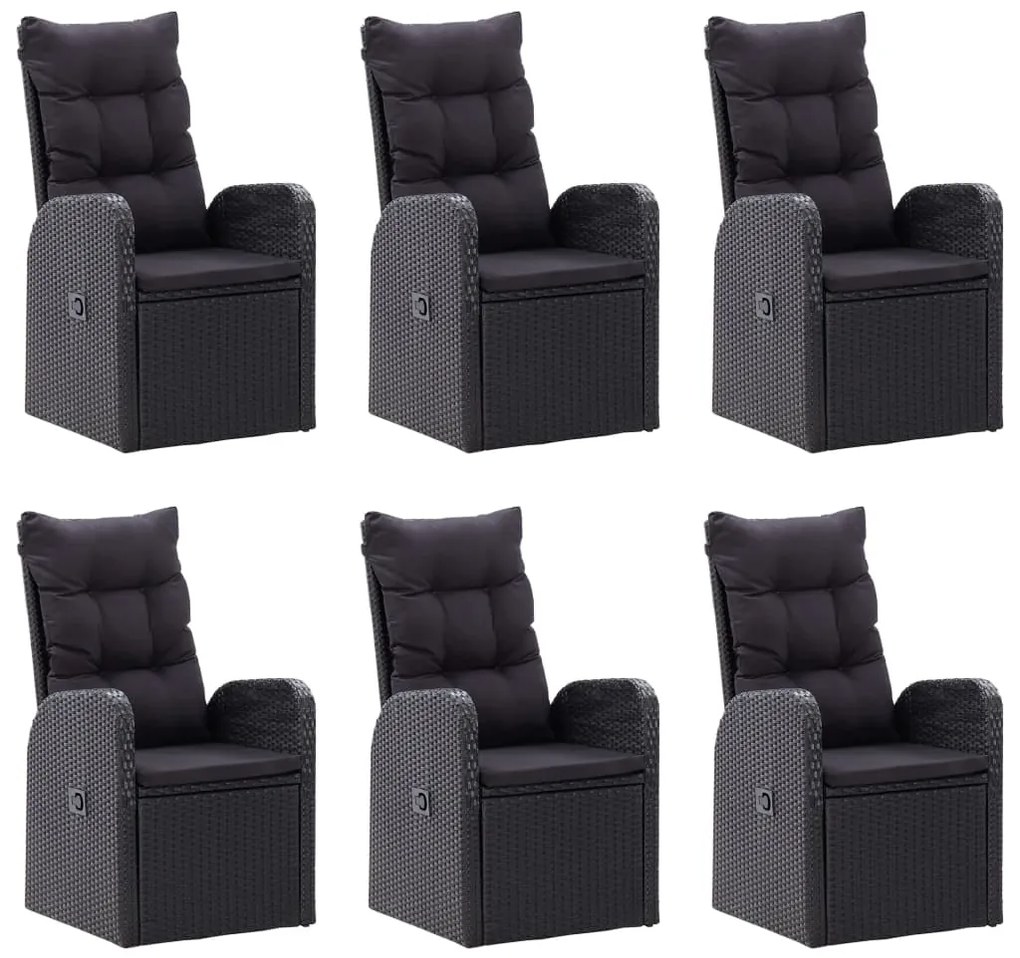 7 pcs conjunto de jantar de jardim preto