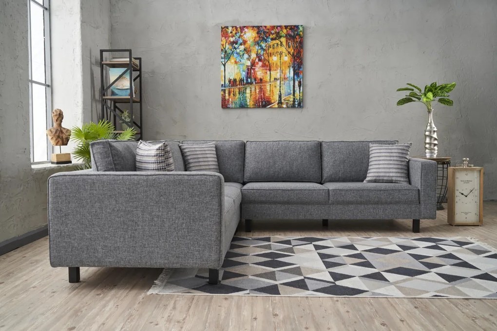 Sofá de Canto Kale – Cinzento – 258 cm x 83 cm x 258 cm