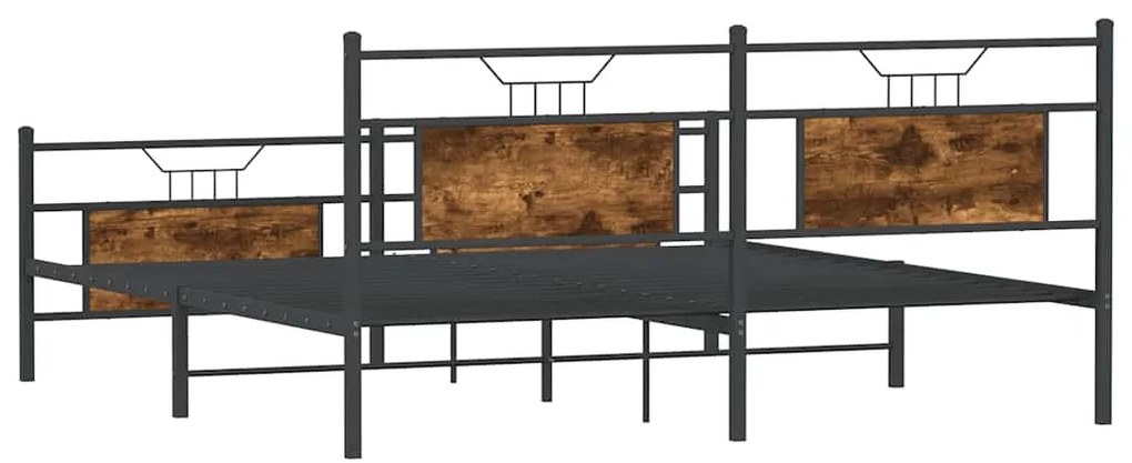 Estrutura de cama sem colchão 160x200 cm metal carvalho fumado