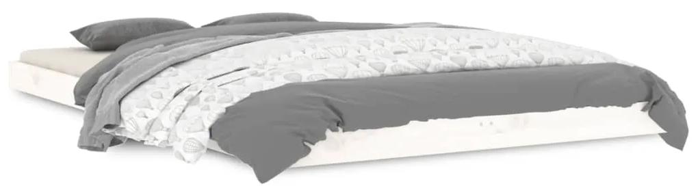 Estrutura cama de casal pequena 120x190 cm pinho maciço branco