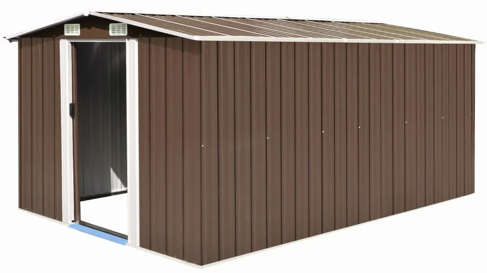 143347 vidaXL Abrigo de jardim 257x392x181 cm metal castanho