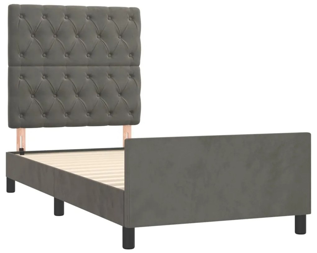 Estrutura de cama sem colchão 80x200 cm veludo cinzento-escuro