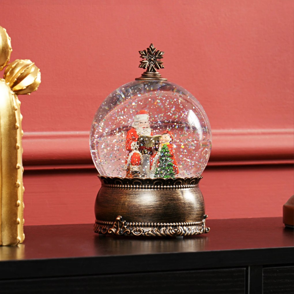 Bola de Neve com Música e Luzes Globo de Neve com Cena de Pai Natal e