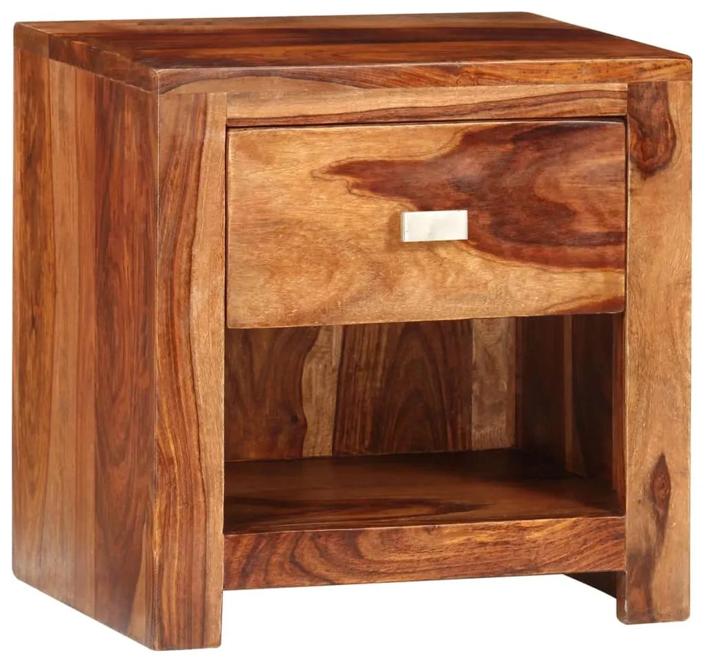 Mesa de cabeceira com 1 gaveta, madeira de sheesham maciça