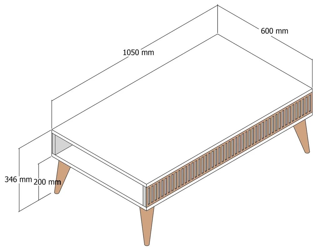 Mesa de Centro Milan – Nogueira Travertino – 105x35x60 cm