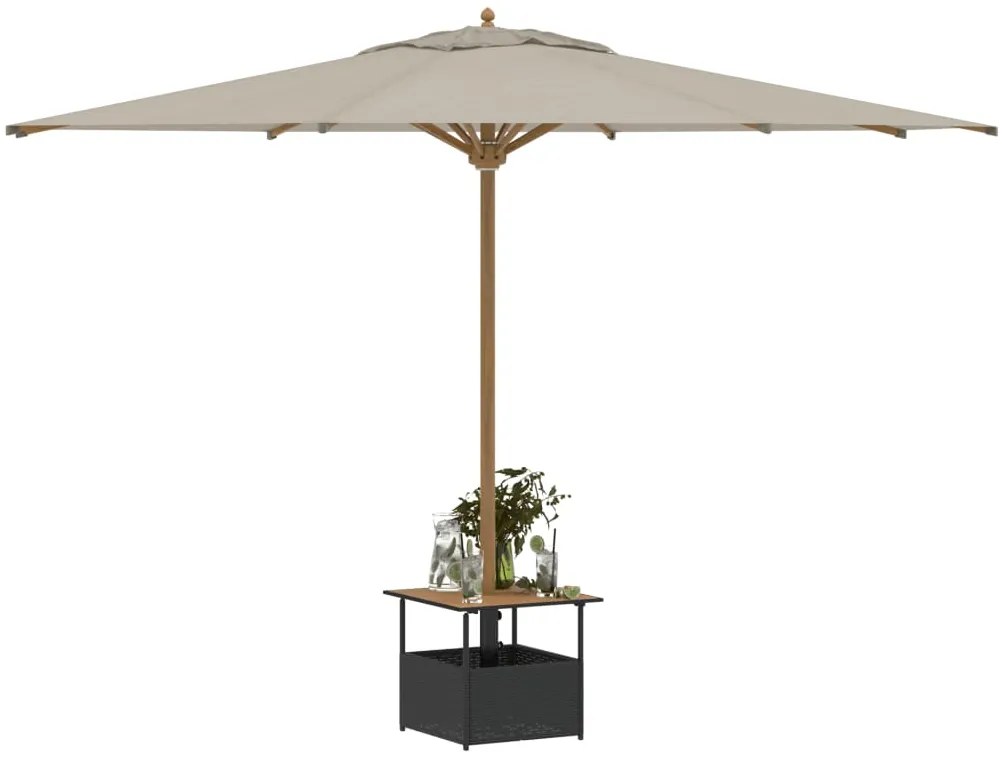 Mesa jardim c/ orifício guarda-sol 55x55x46,5cm vime PE preto