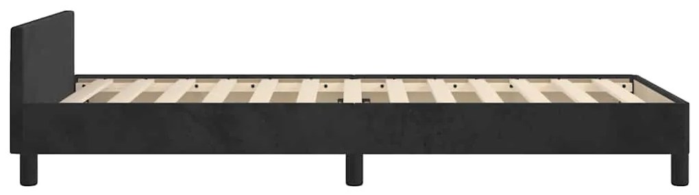 Estrutura cama c/ cabeceira sem colchão veludo 90x190 cm preto