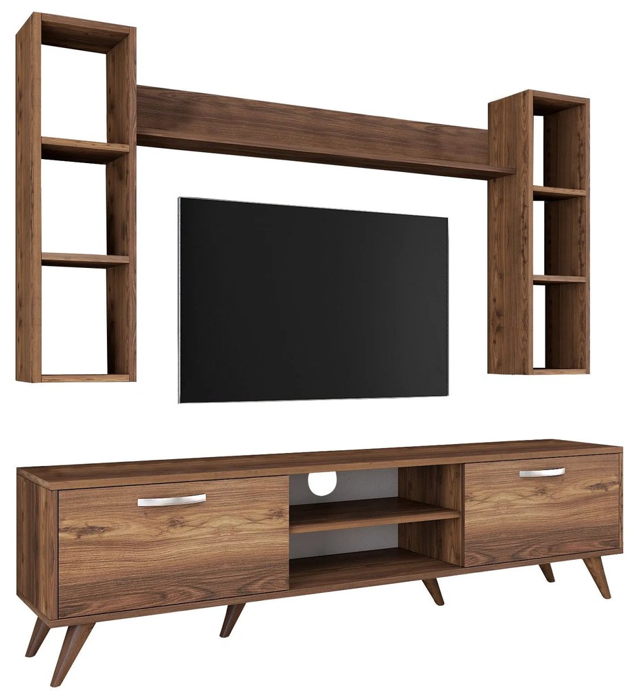 Conjunto de Móvel de TV "Askel" M2 – Design Moderno em Nogueira