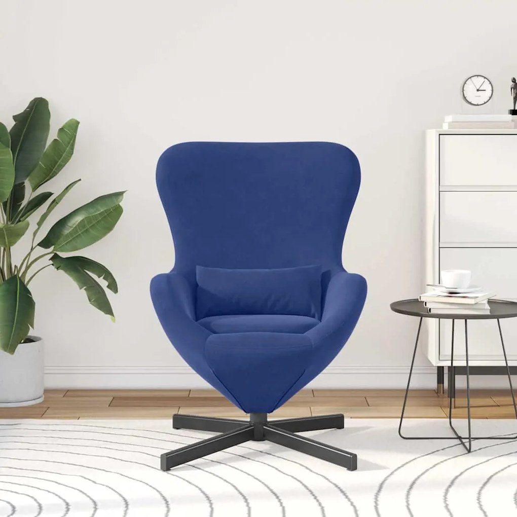 Poltrona de Ovo vidaXL Azul Veludo