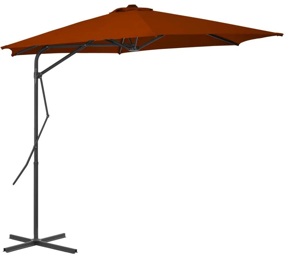 Guarda-sol de jardim com poste de aço 300x230 cm terracota