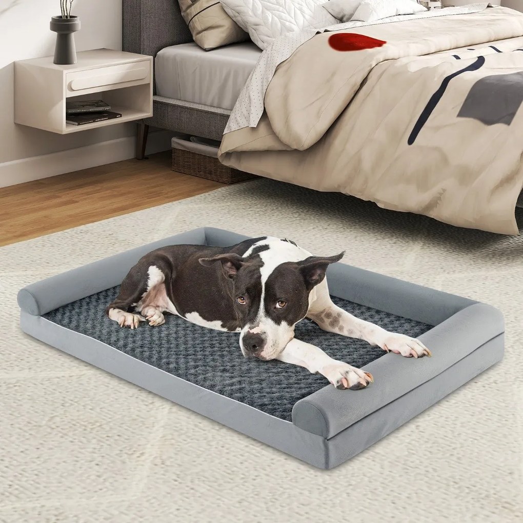 Cama ortopédica para cães grandes 135 x 91 x 18 cm com almofada para cães grandes e médios, cinzento XXL
