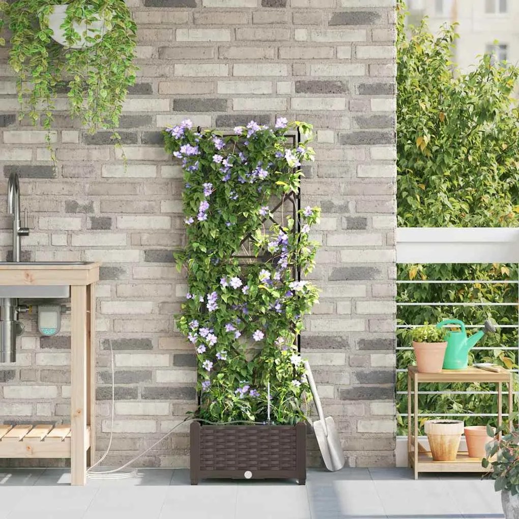 Jardineiras de Jardim 1 pc Castanho 40 x 40 x 126 cm Plástico