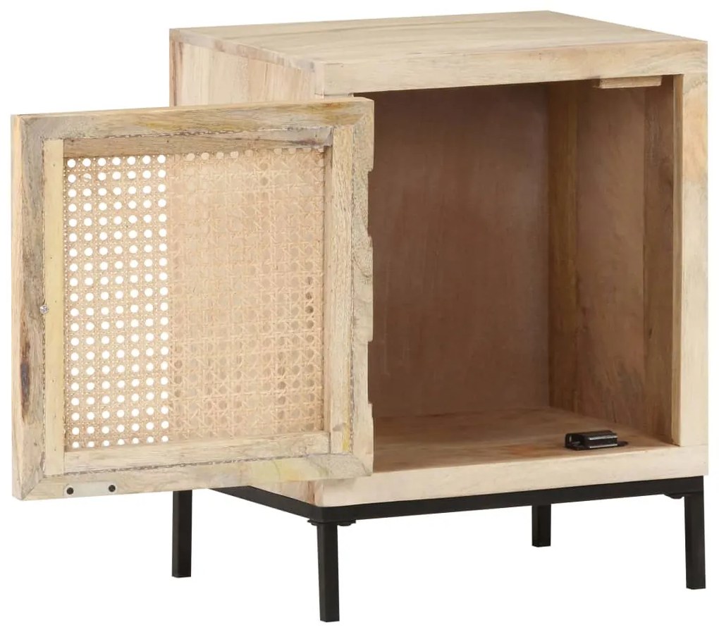 Mesa de cabeceira 40x30x50cm mangueira maciça/palhinha natural