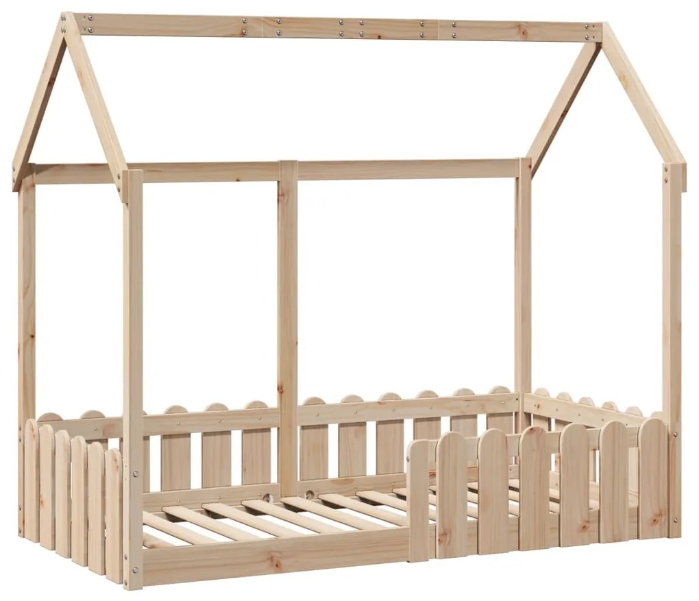 Cama infantil formato casa 80x160 cm madeira de pinho maciça