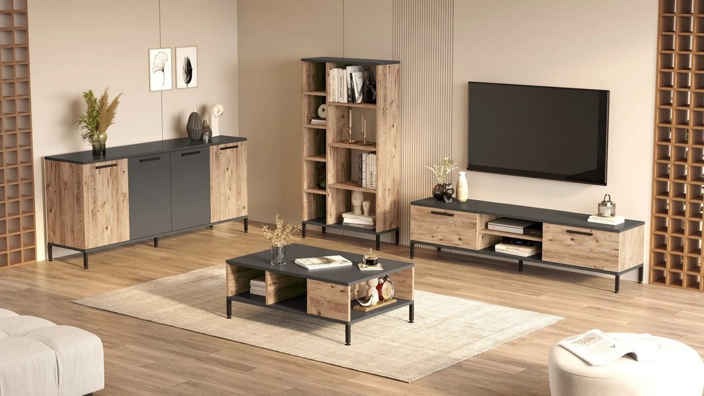 Conjunto de Mobiliário de Sala de Estar RL6 – Pinho Atlântico Antracit